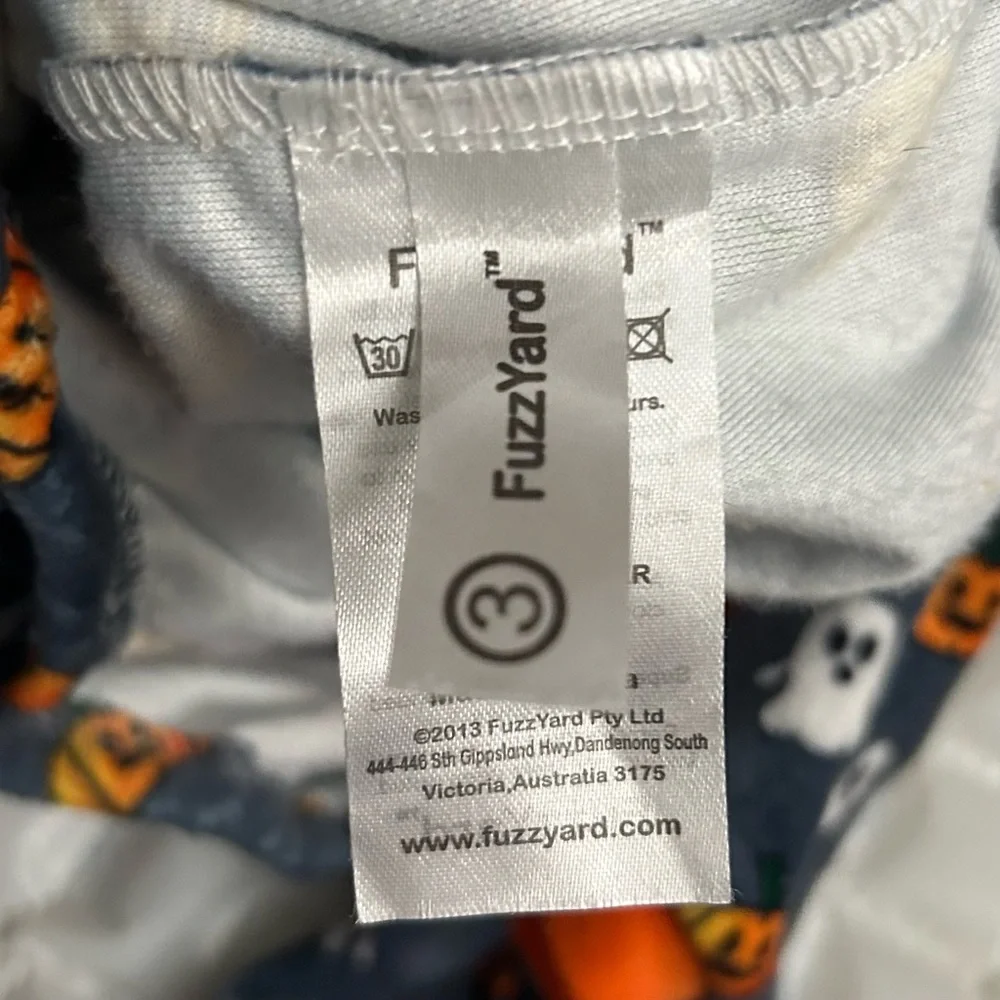 LIKE NEW FuzzYard Halloween Pumpkin & Ghost Gray Plush Dog Pajamas - Size 3